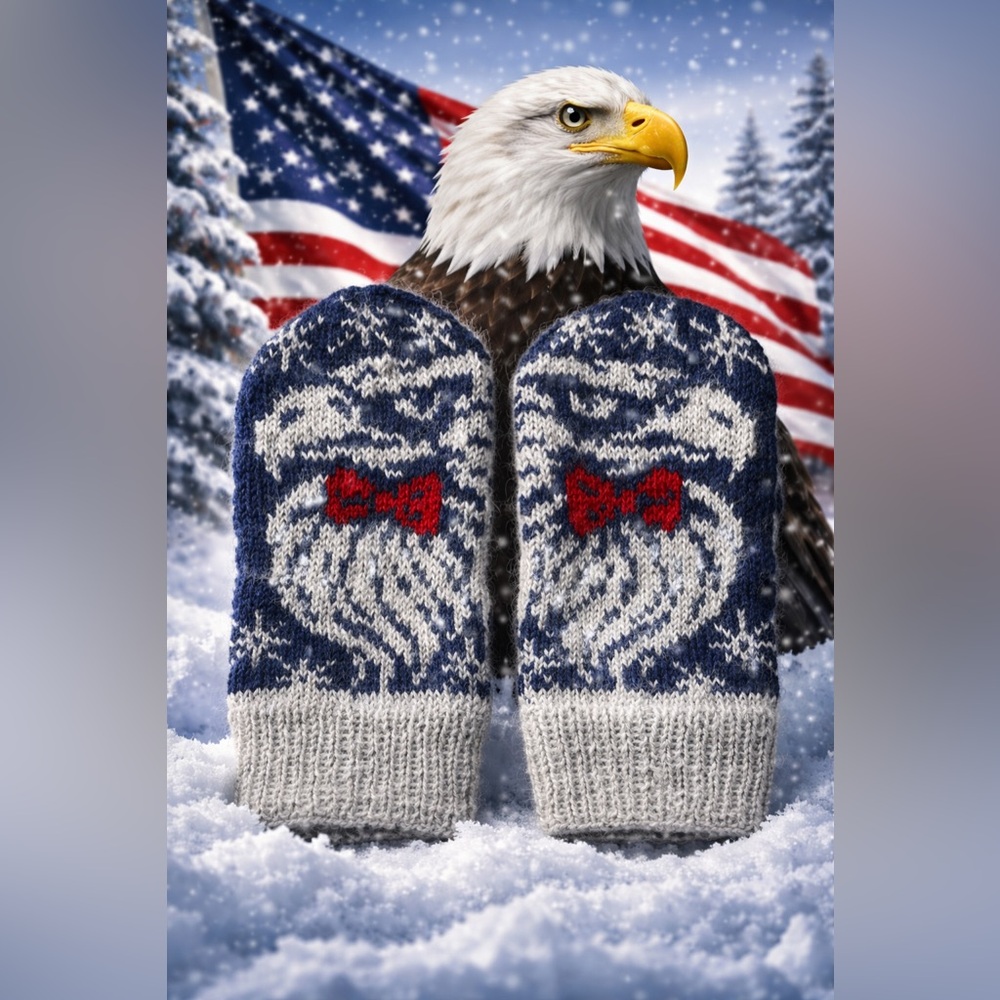 Patriotic Eagle Knit Mittens size S/M